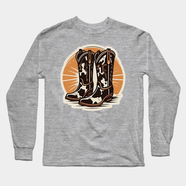 Western Boots Long Sleeve T-Shirt by WolfeTEES